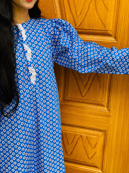 Blue Cambric Floral Suit