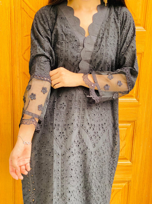 Black Chukankari suit