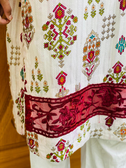 White Tarkashi suit