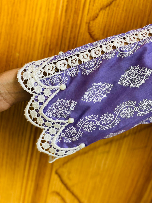 Lavender paste printed suit