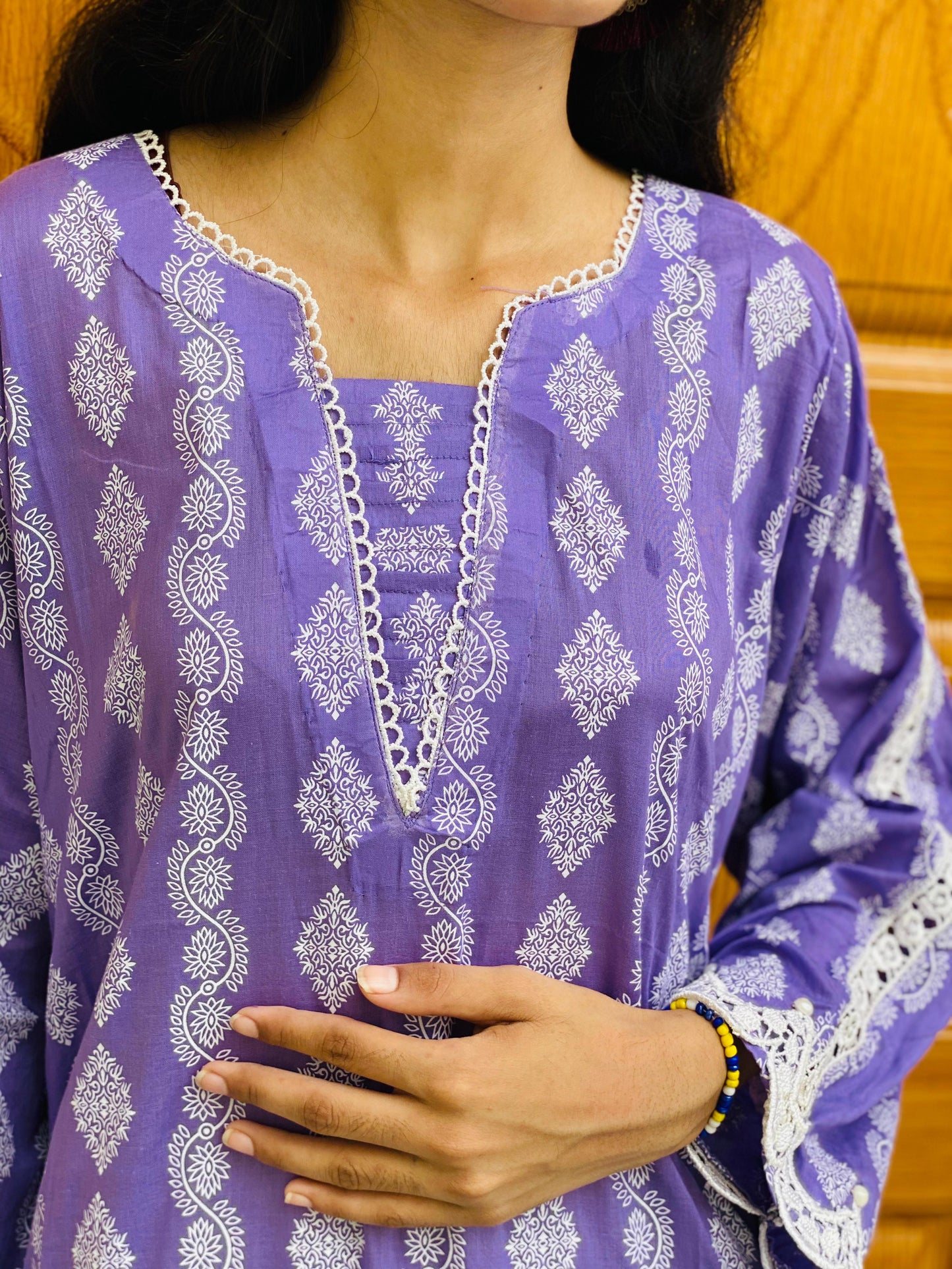 Lavender paste printed suit
