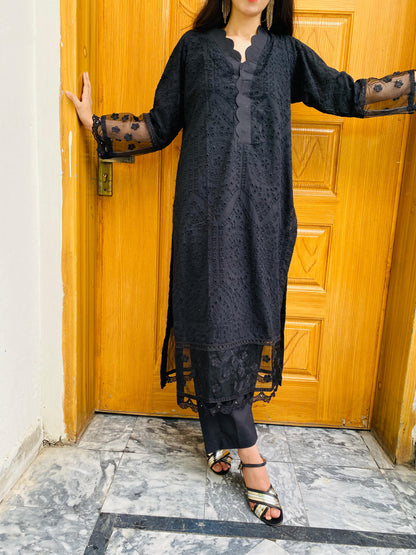 Black Chukankari suit