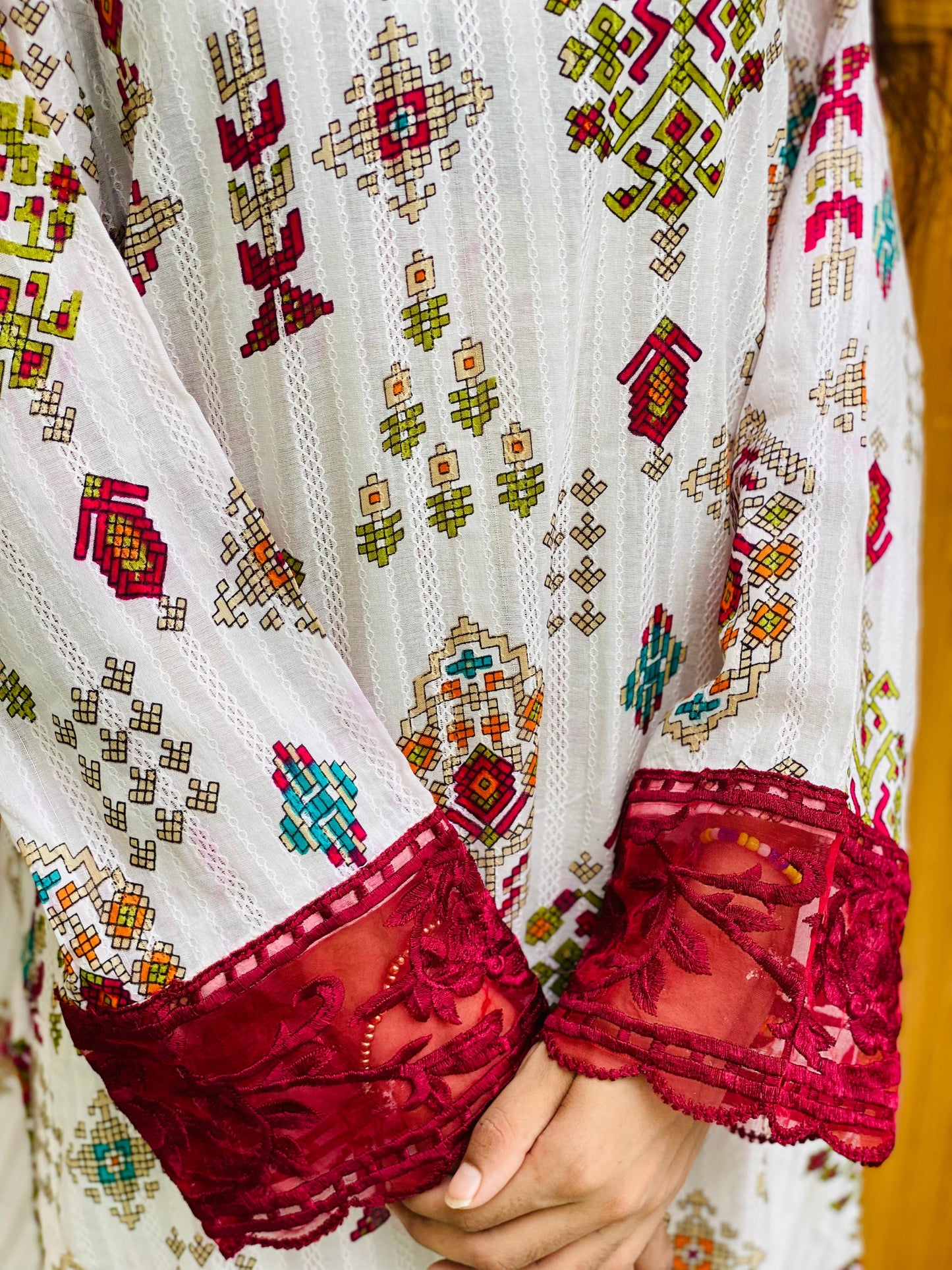 White Tarkashi suit