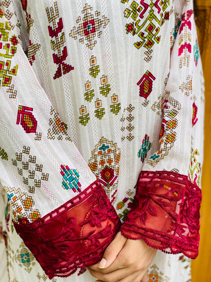 White Tarkashi suit