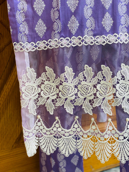 Lavender paste printed suit